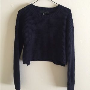 Forever 21 Navy Knit Cropped Sweater